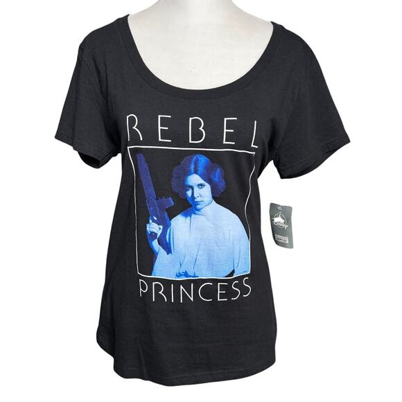 Disney Tops - Disney Parks Star Wars Princess Leia Rebel Princess Black T-Shirt L Large NWT